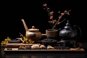 中药抓药草药摄影图