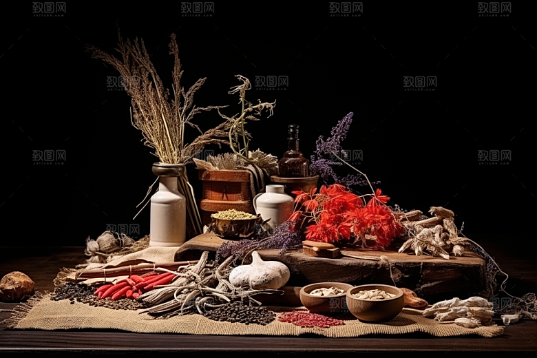 中药抓药医疗摄影图