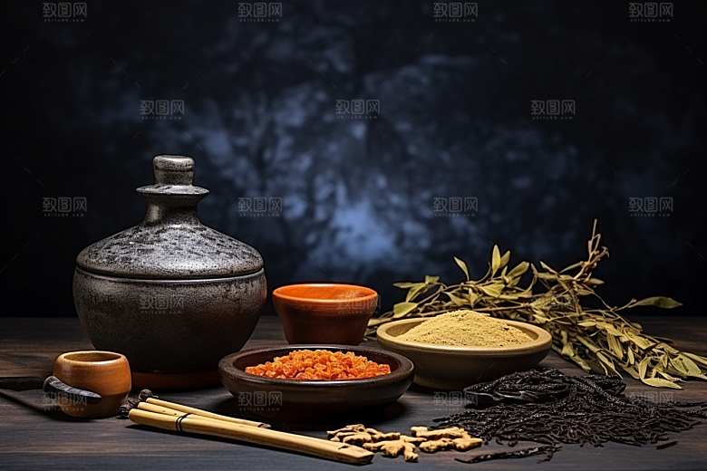中药健康药方摄影图