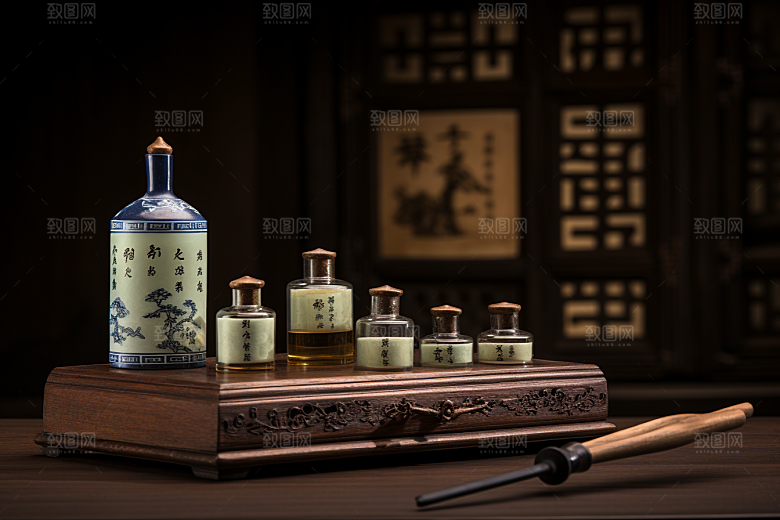 中药中草药抓药摄影图