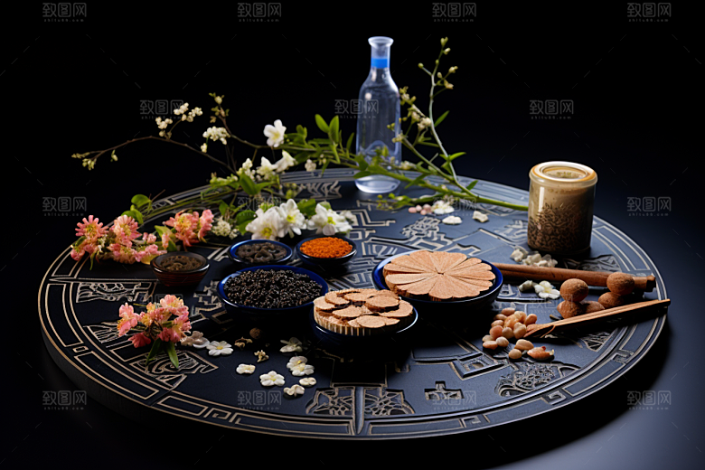 中药药方中草药摄影图