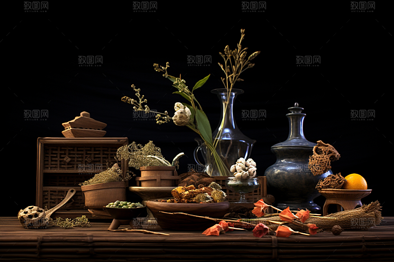 中药药方草药摄影图
