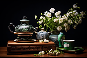 中药抓药草药摄影图