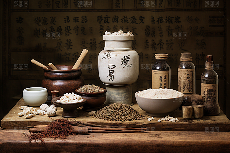 中药医疗药方摄影图