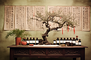 中药抓药药方摄影图