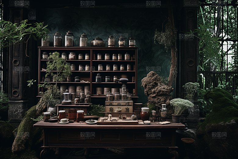 中药抓药医疗摄影图