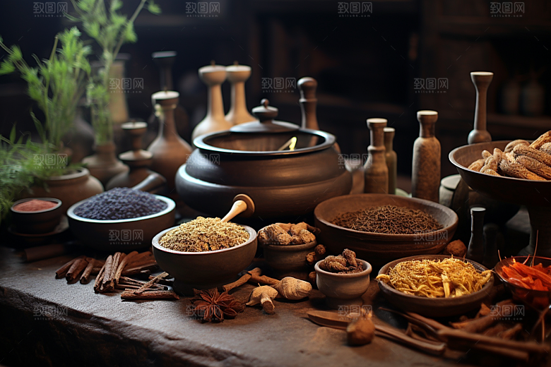 中药医疗药方摄影图