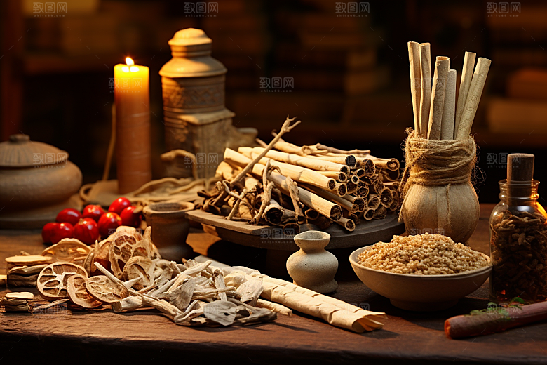中药抓药药方摄影图
