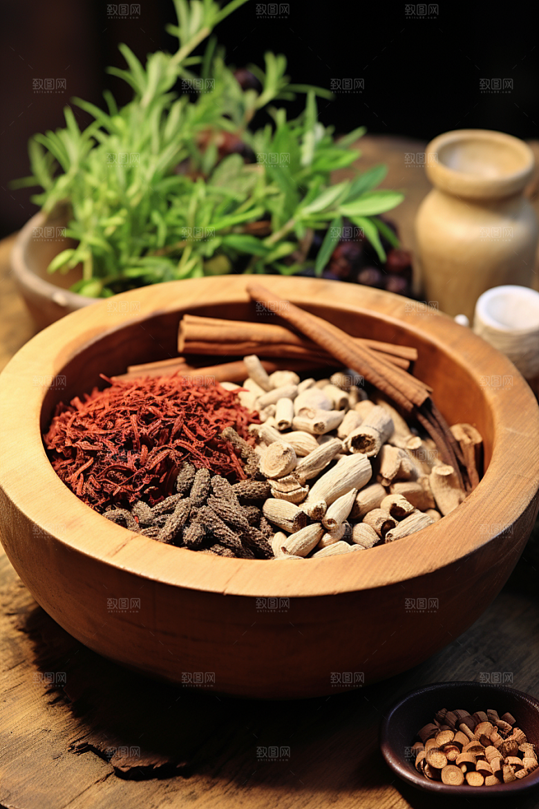 中药抓药草药摄影图