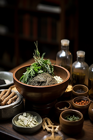 中药抓药草药摄影图