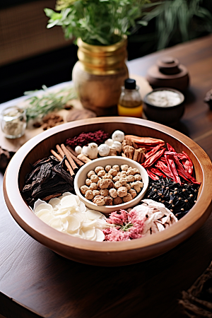 中药中草药抓药摄影图