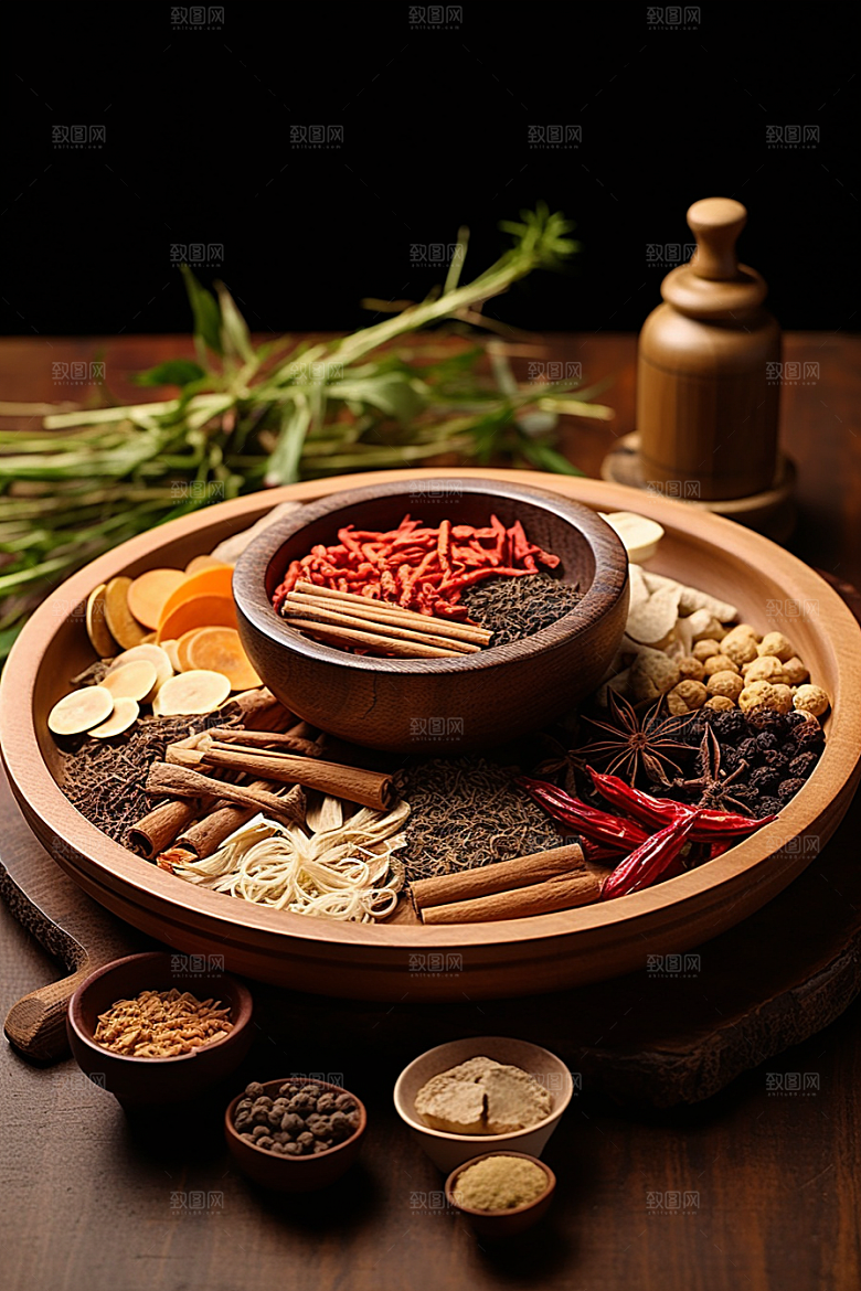 中药抓药中草药摄影图
