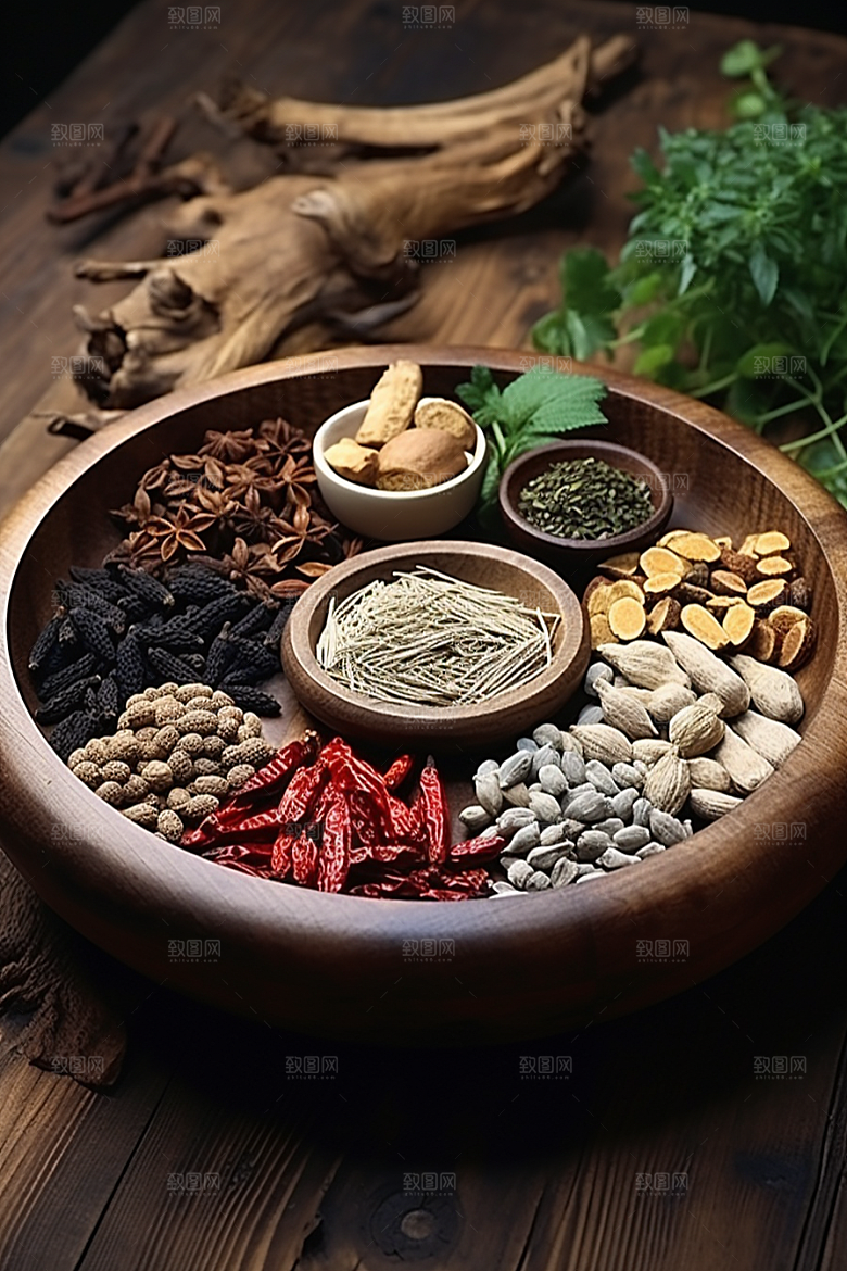 中药抓药草药摄影图