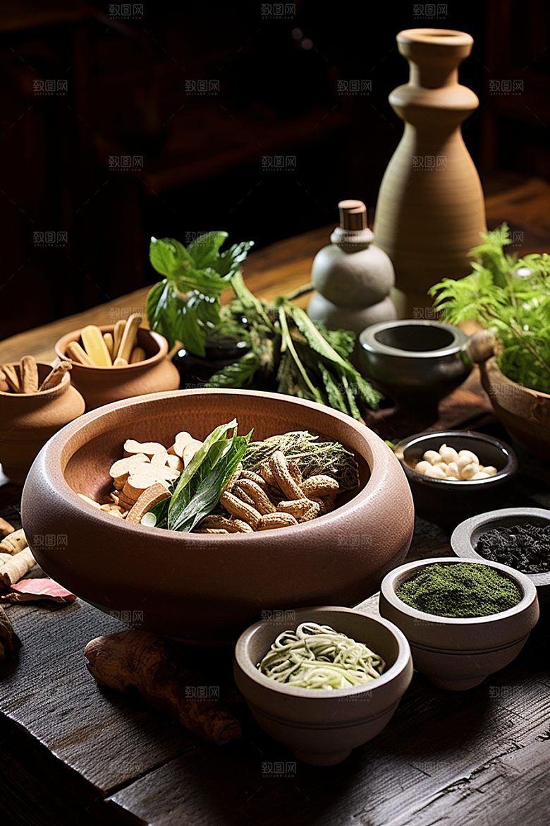 中药健康药方摄影图