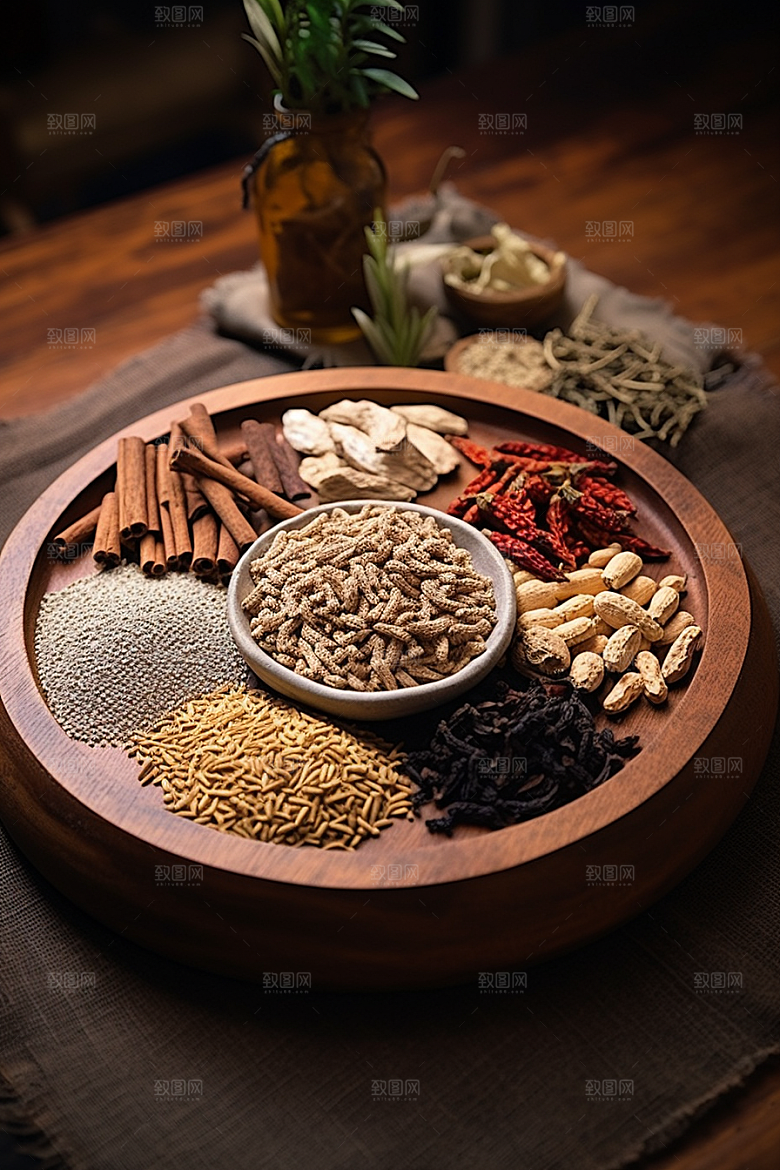 中药草药抓药摄影图