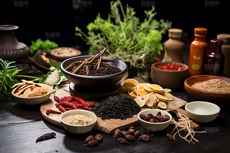 中药药方草药摄影图