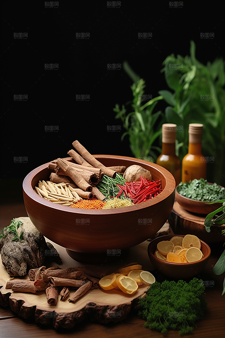 中药药方中草药摄影图