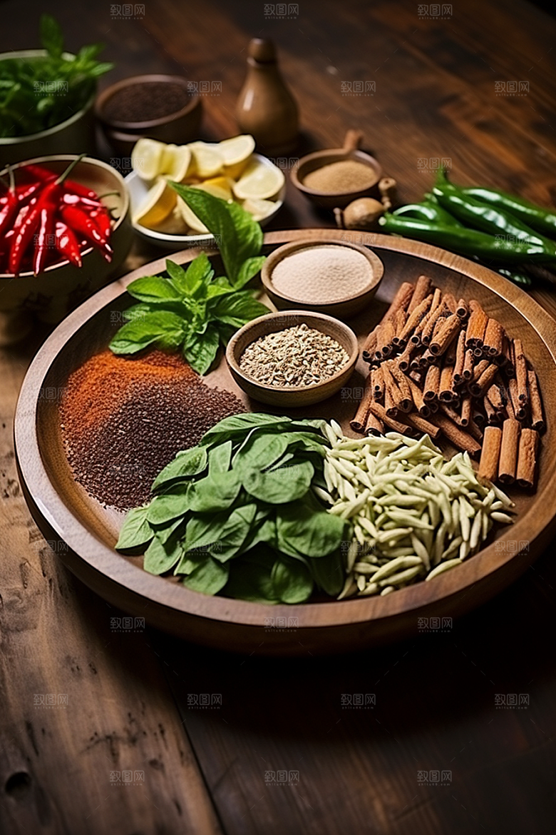 中药药方中草药摄影图