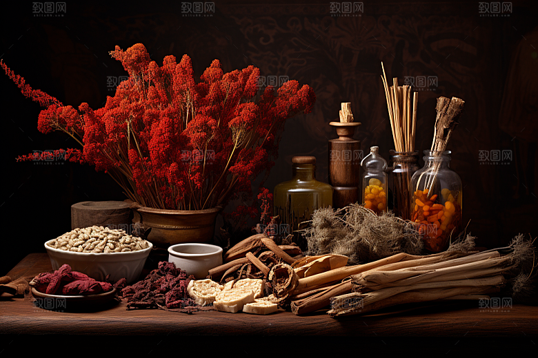 中药医疗药方摄影图