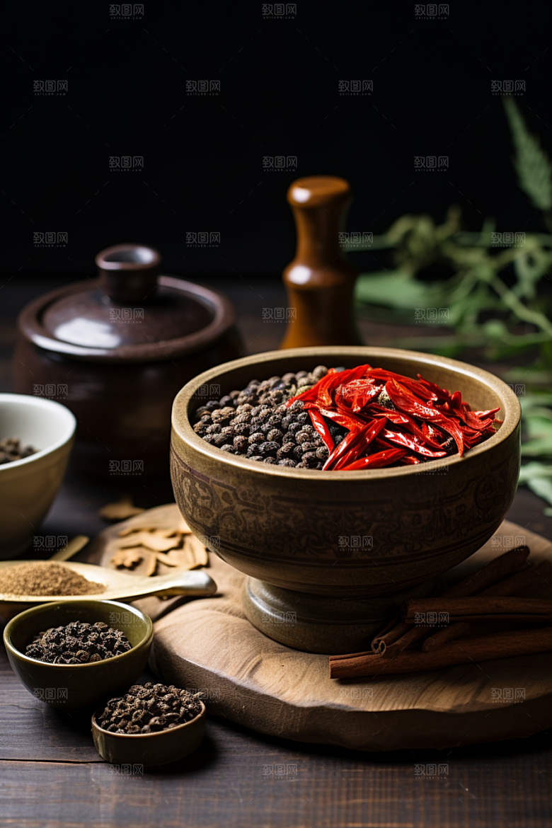 中药抓药中草药摄影图