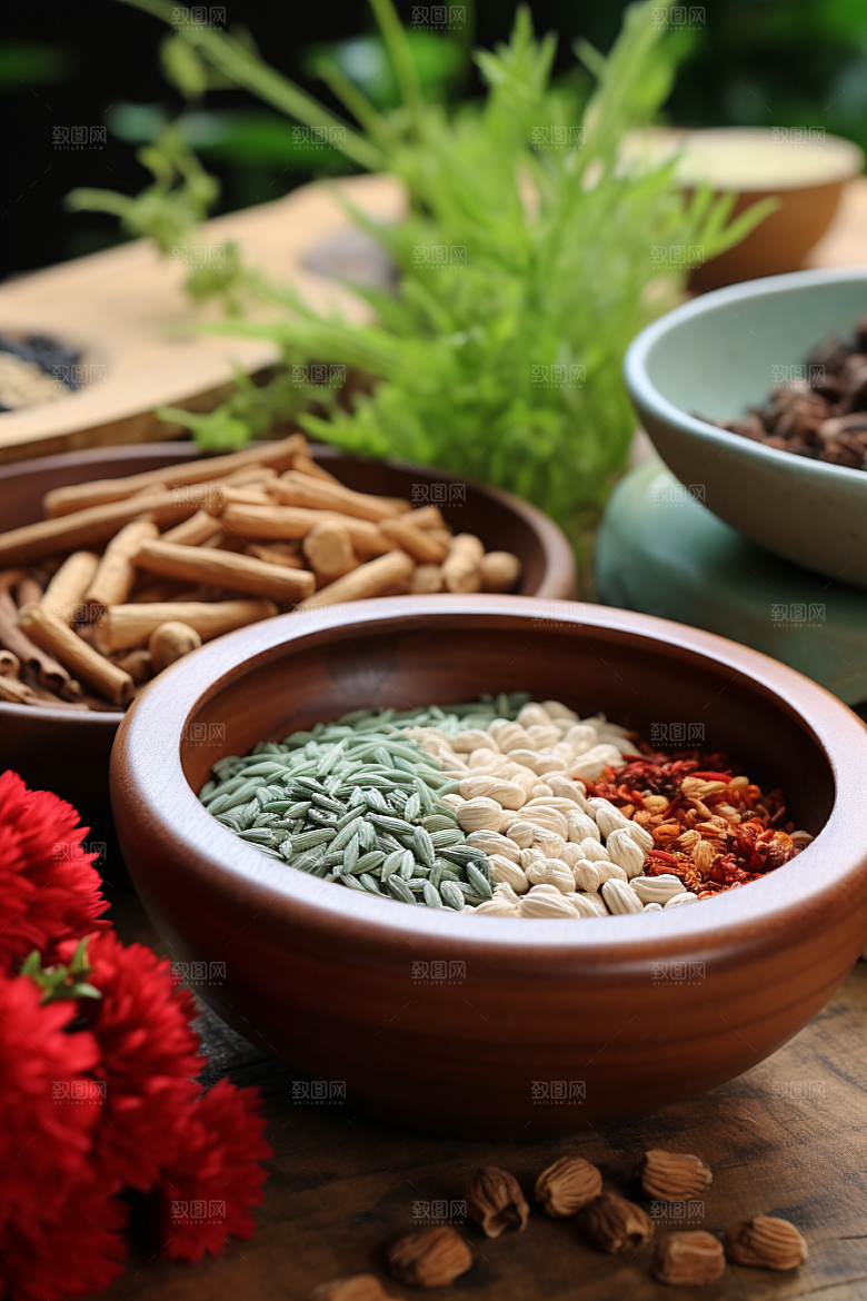 中药药方中草药摄影图