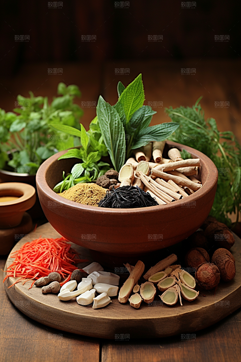 中药药方草药摄影图
