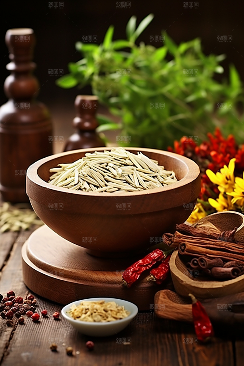 中药抓药中草药摄影图