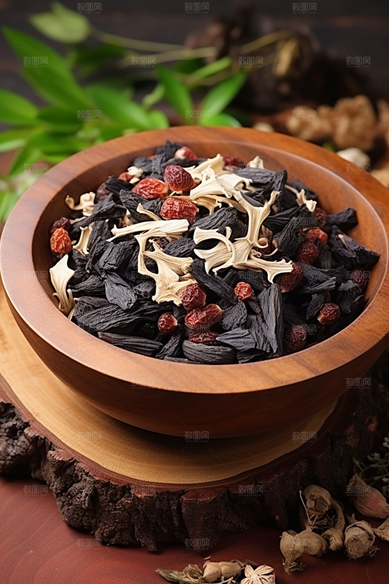 中药中草药抓药摄影图