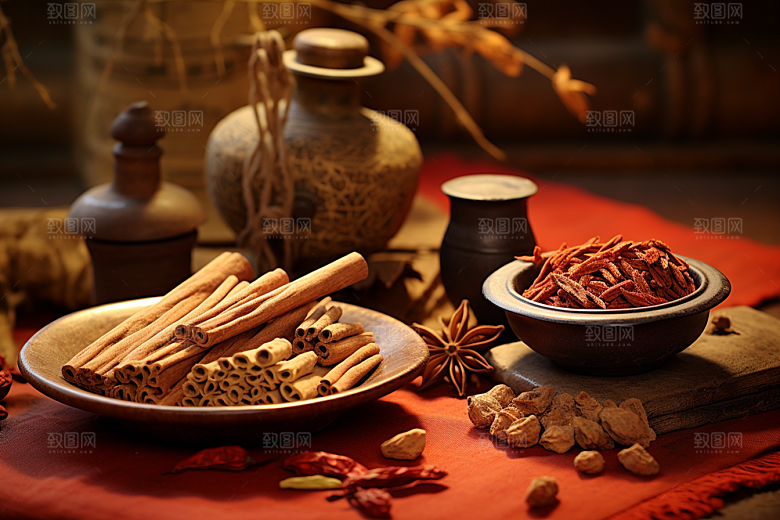 中药药方中草药摄影图