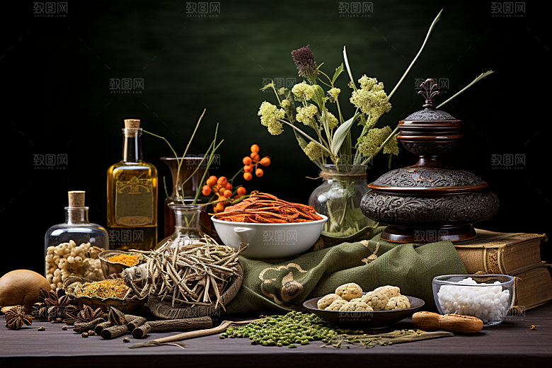 中药医疗药方摄影图
