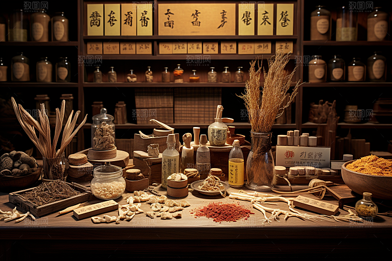 中医药房传统文化抓药效果图