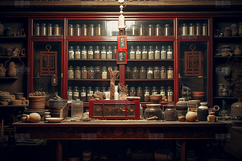 中医药房药柜药材效果图