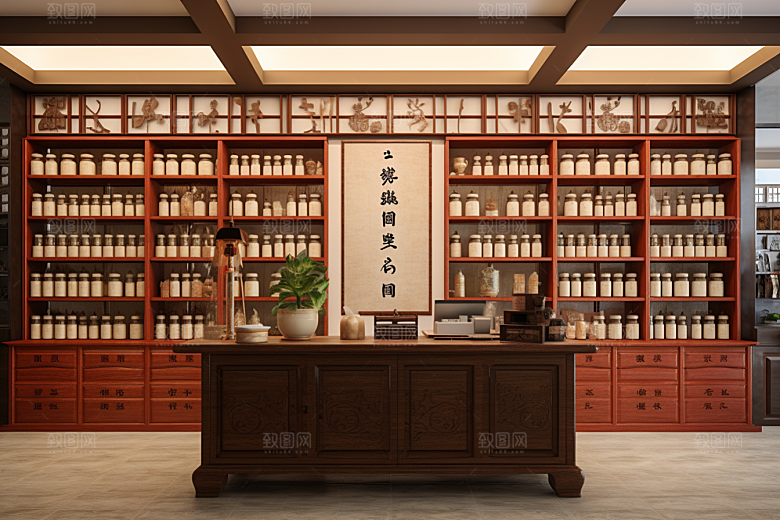 中医药房药材环境效果图