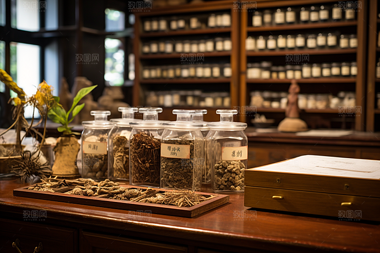 中医药房传统文化抓药效果图