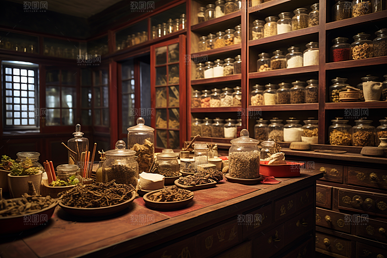 中医药房传统文化抓药效果图