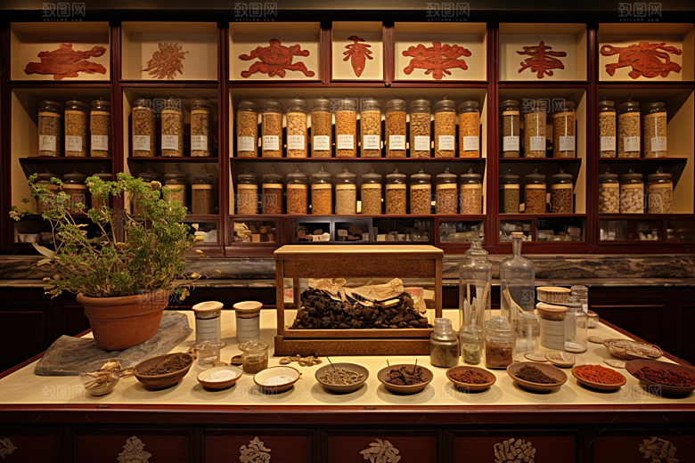 中医药房抓药传统文化效果图