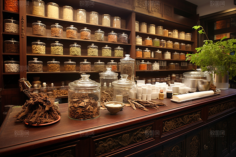 中医药房抓药中药效果图