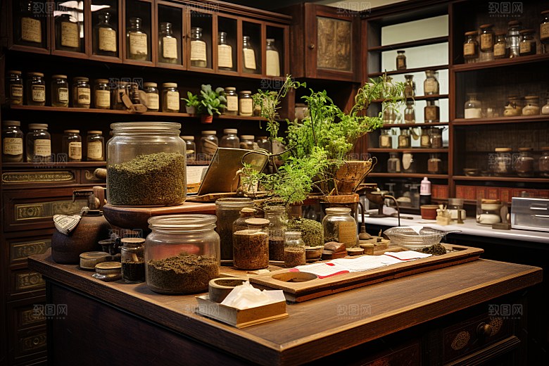 中医药房传统文化抓药效果图
