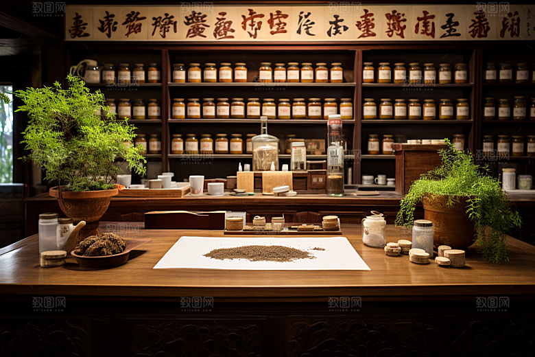 中医药房传统文化抓药效果图