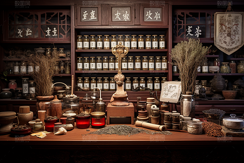 中医药房抓药药材效果图