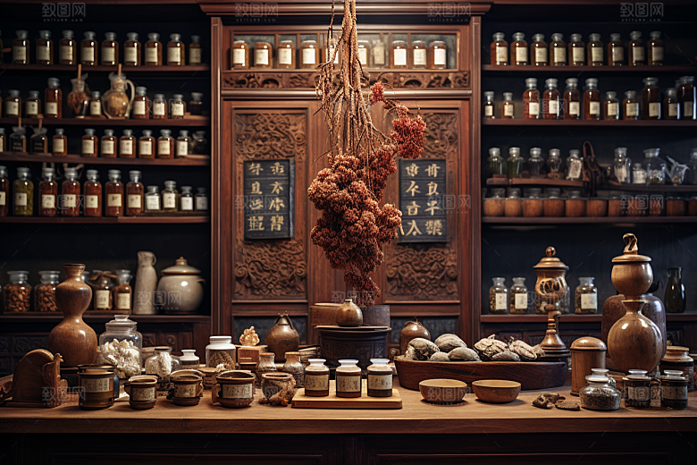 中医药房药材传统文化效果图
