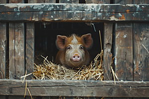 猪动物家畜摄影图
