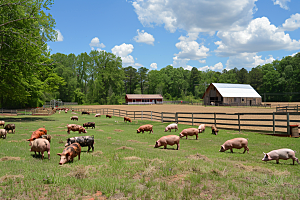 猪养猪农场摄影图
