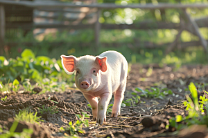 猪自然饲养摄影图