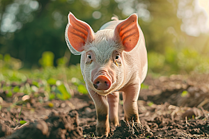 猪哺乳动物农村摄影图
