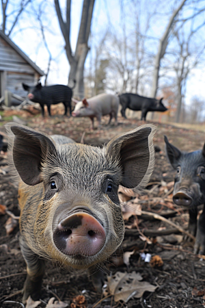 猪农村家畜摄影图