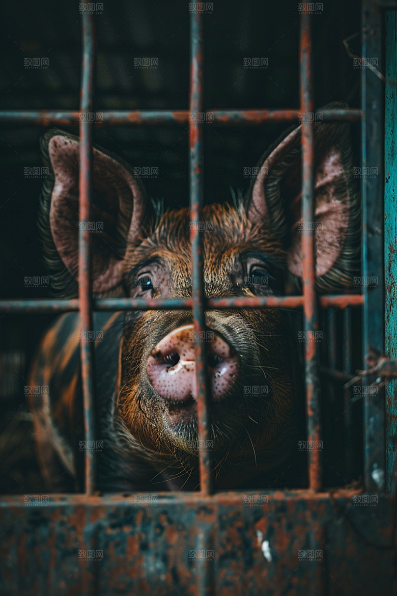 猪牲畜饲养摄影图