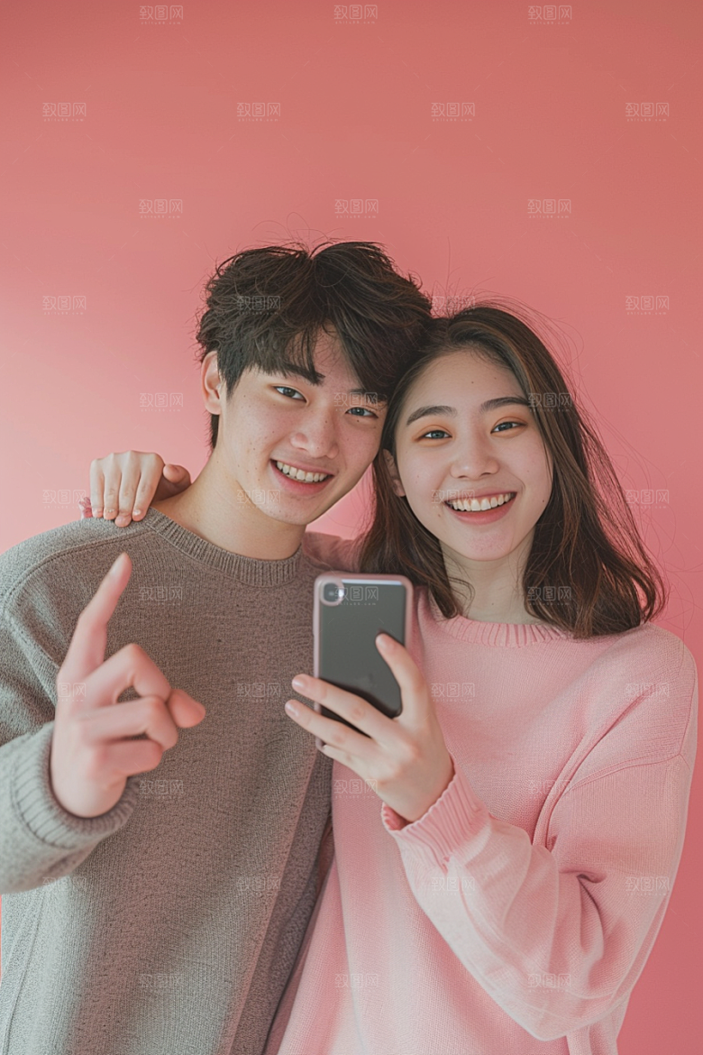 情侣自拍高清合影摄影图