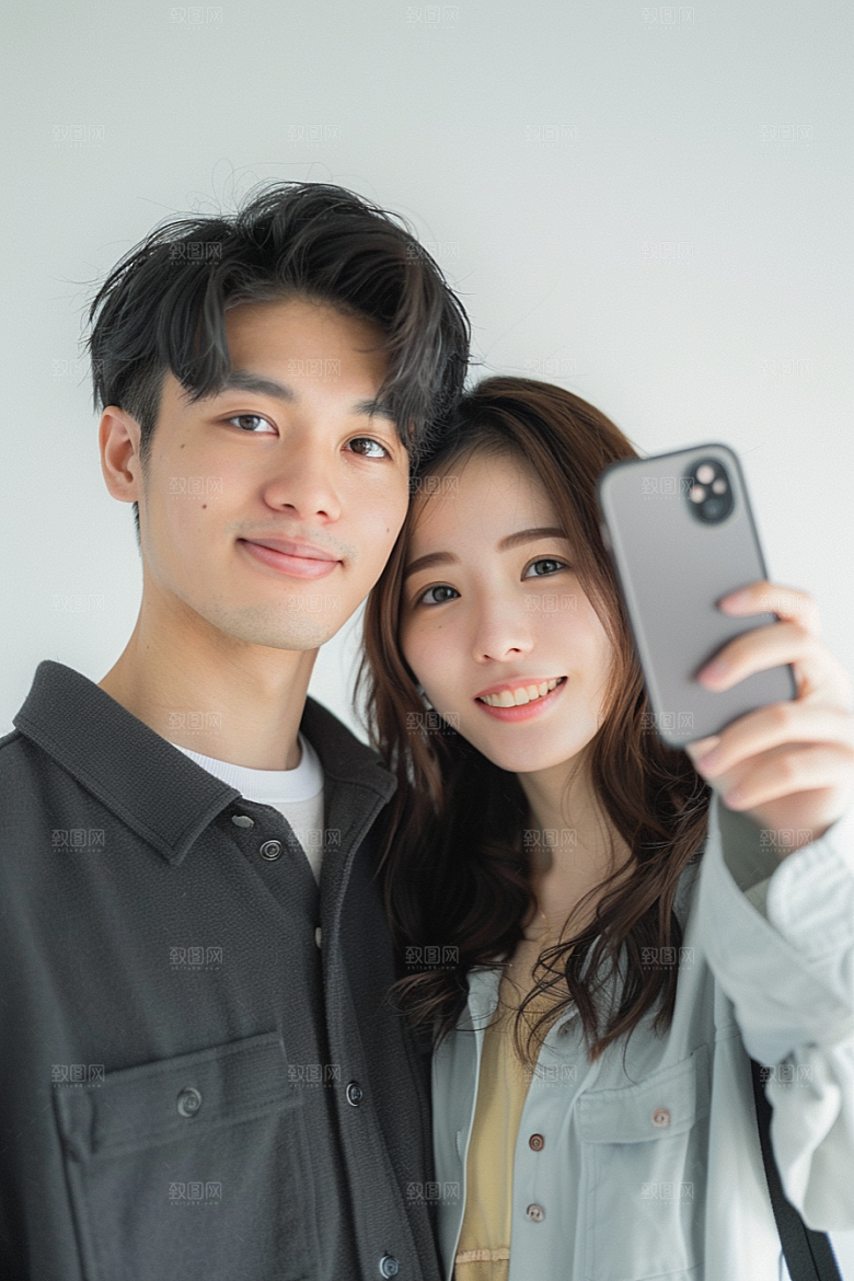 情侣自拍合影双人摄影图