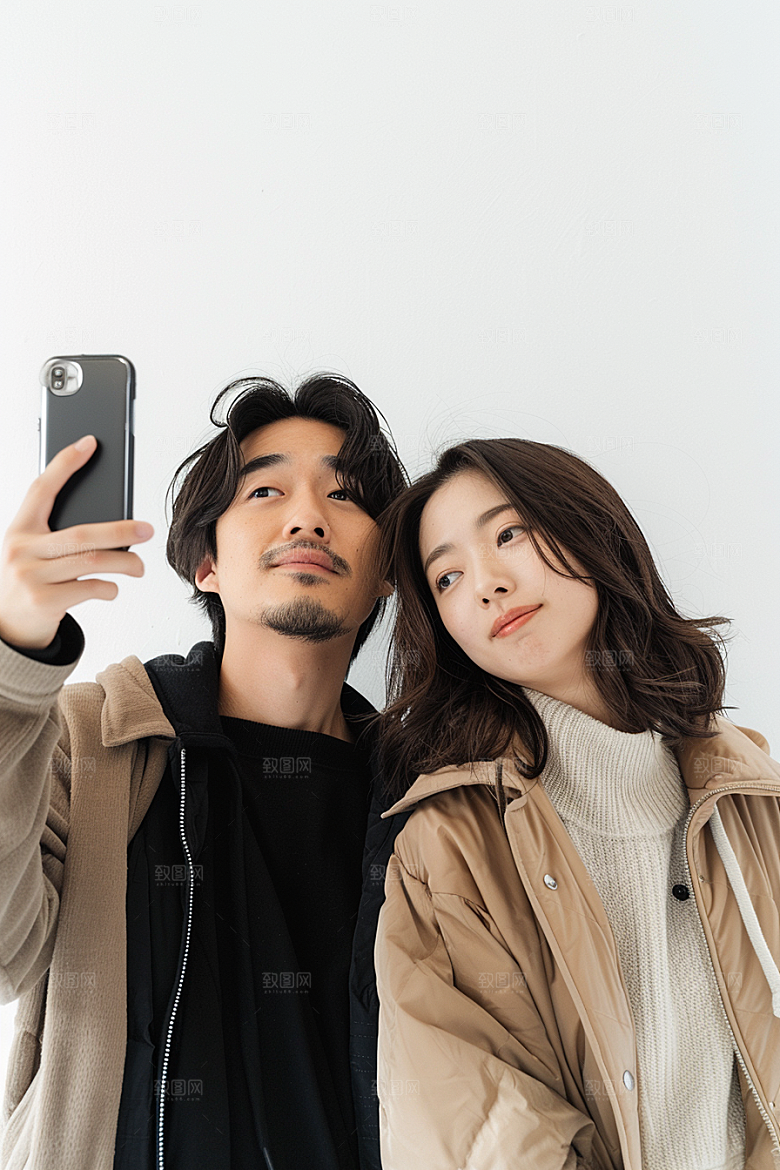 情侣自拍合影唯美摄影图
